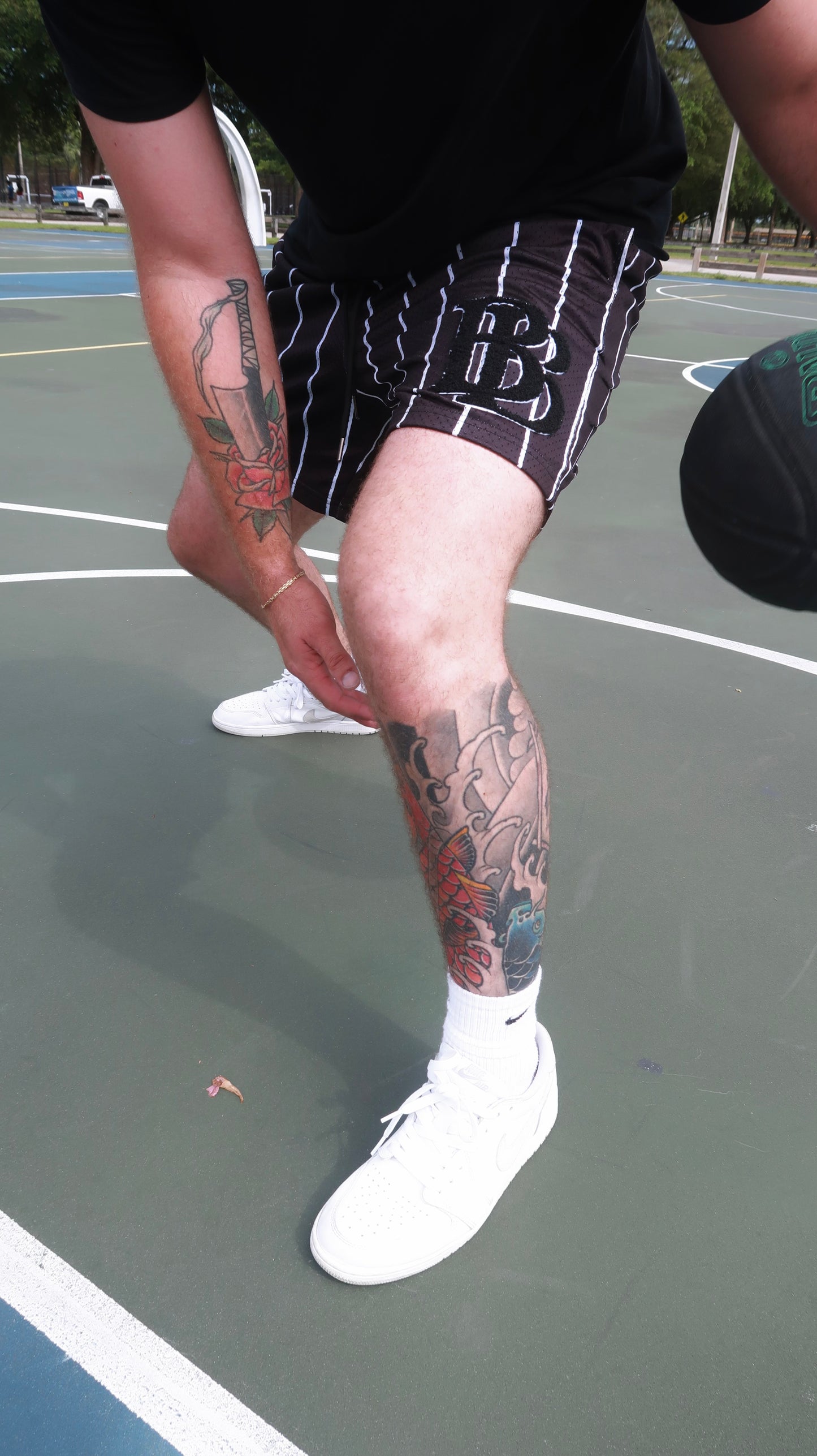 Pinstripe Black Shorts