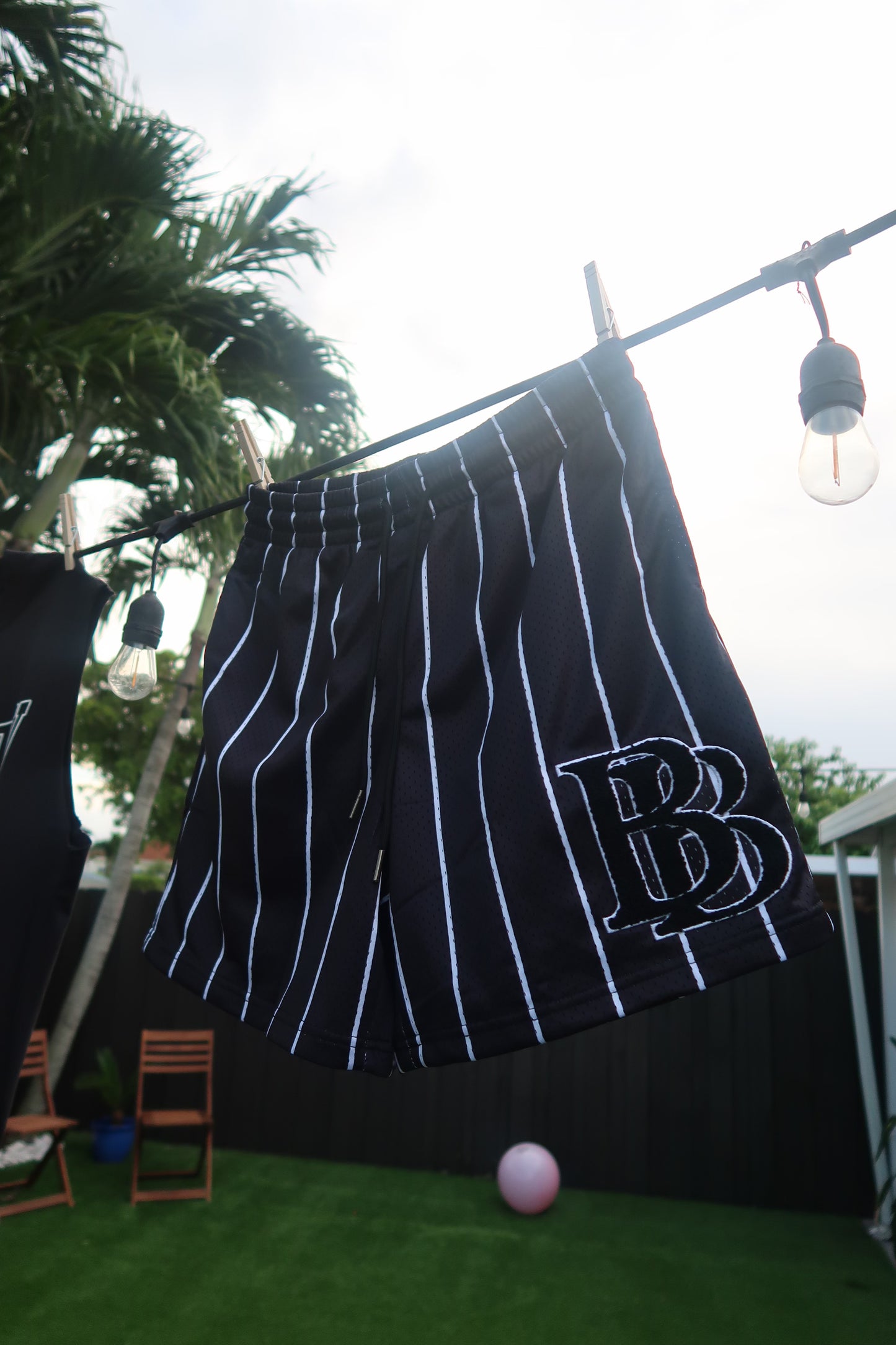 Pinstripe Black Shorts